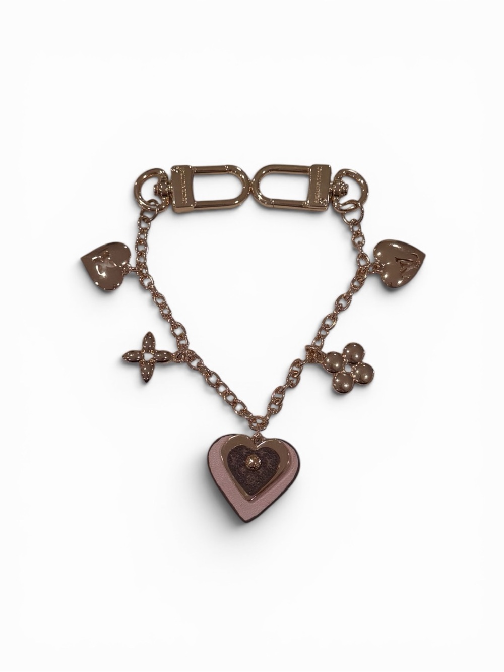 Gold Heart Purse Charm with Pink Accent